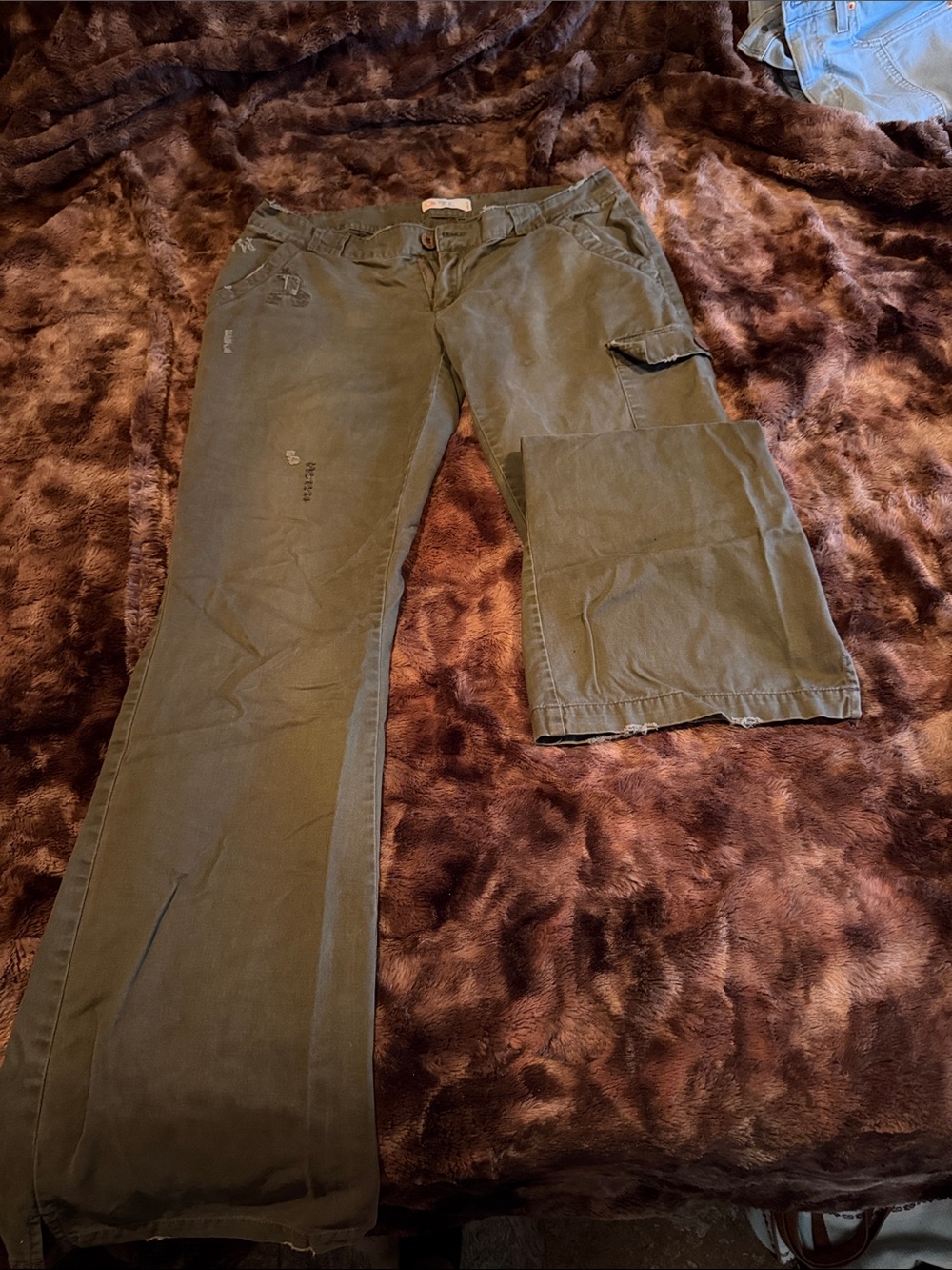 BKE Olive Green Wide Leg/Flare Jeans/Low Rise